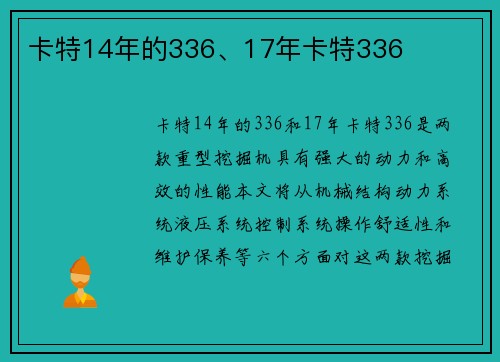 卡特14年的336、17年卡特336